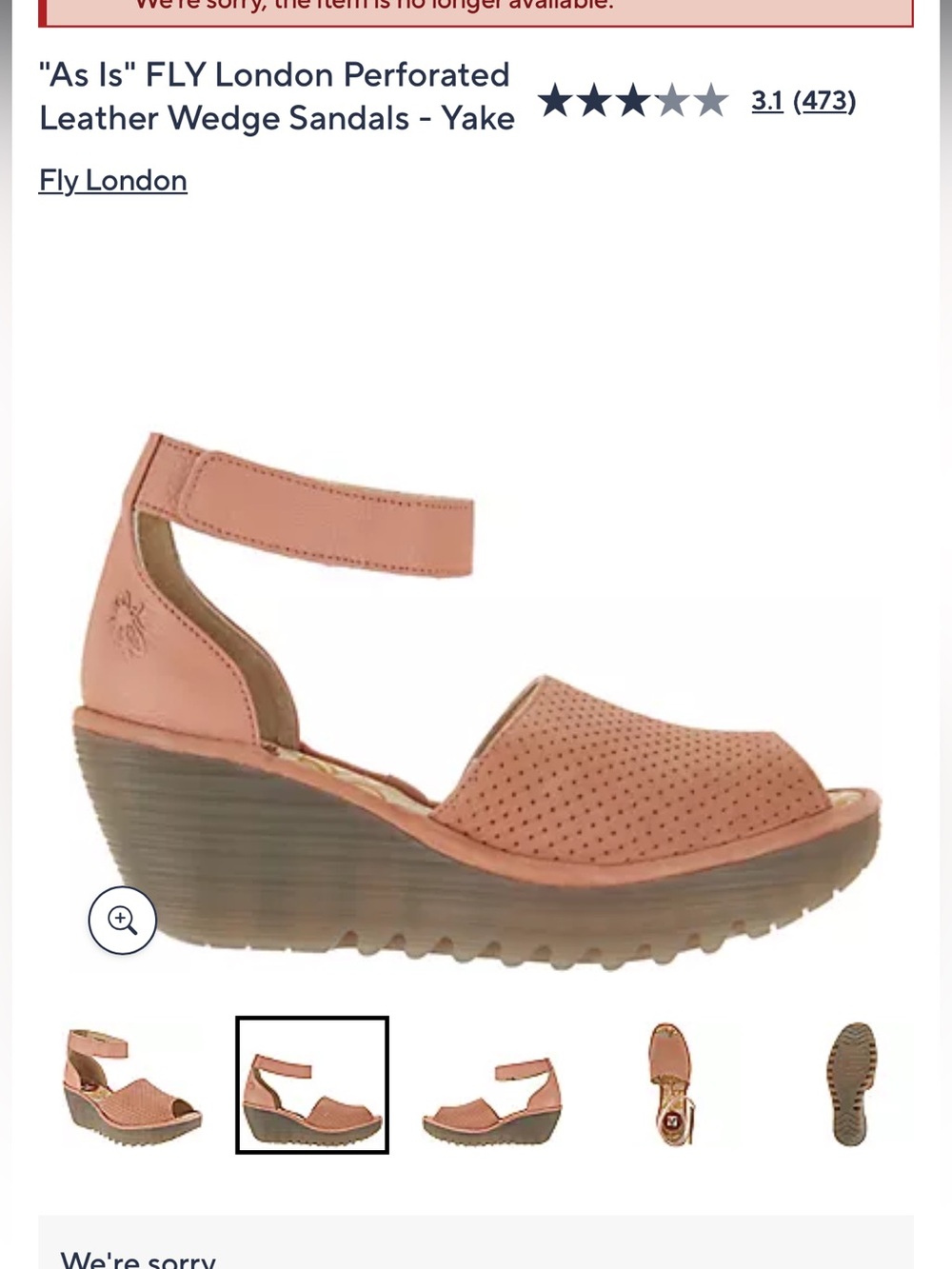 Fly London Pink Perforated Leather Wedge Sandal - Yake